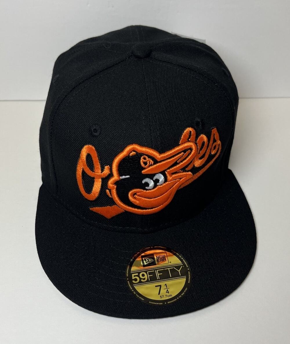 Baltimore Orioles New Era 59FIFTY Fitted Cap Size 7 1/4 Black Script Logo NWT